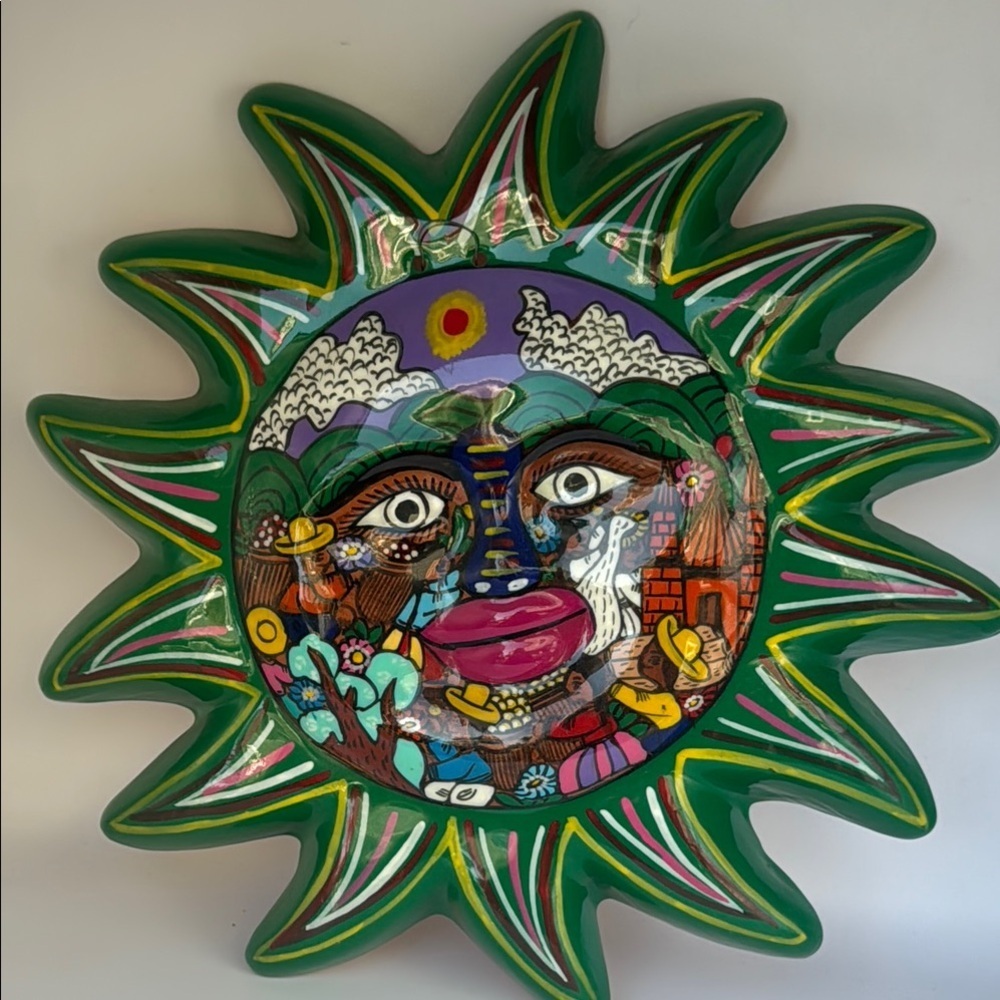 Mexican clay hand painted Sun Wall Art